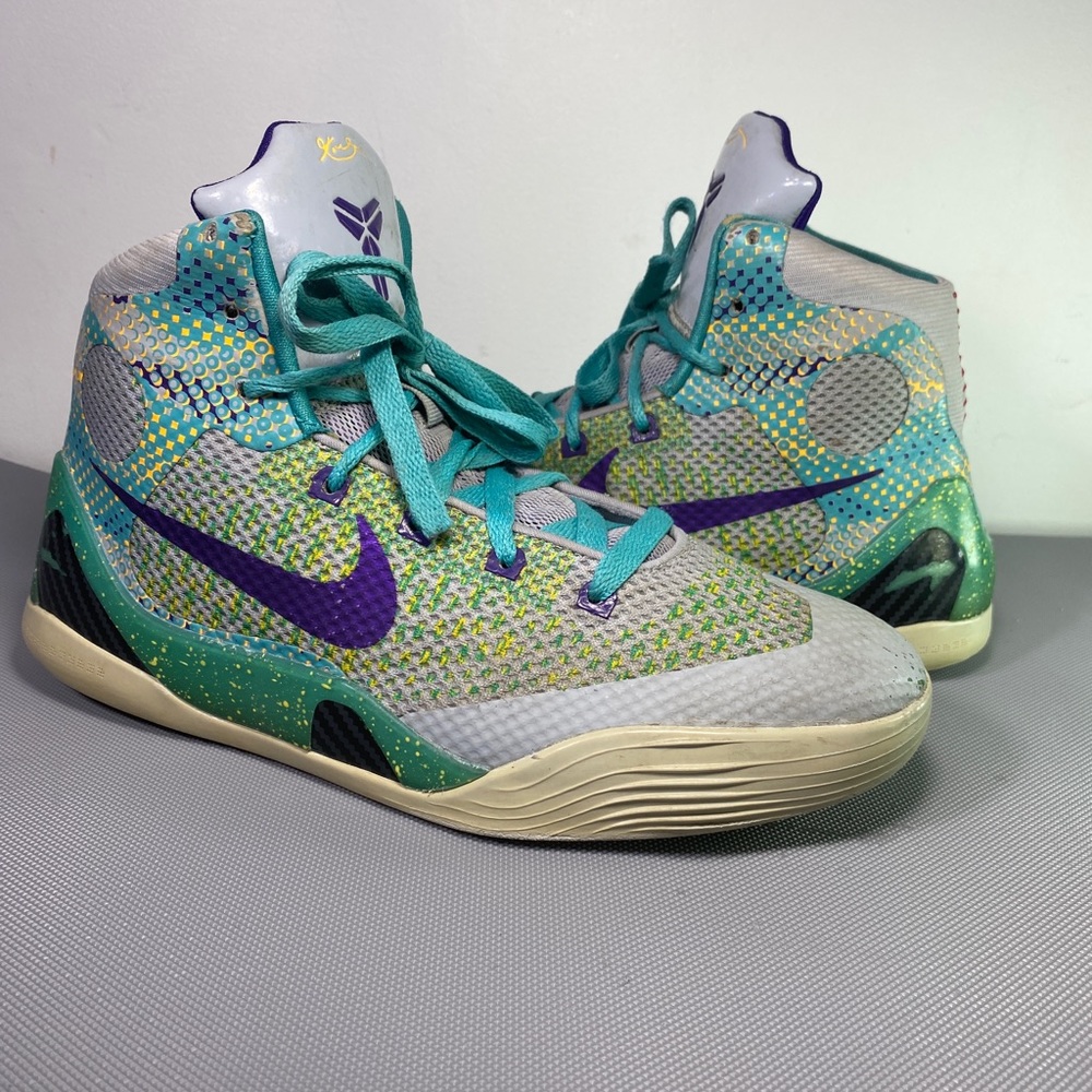 Nike Kobe 9 Elite Hero Expression Grey Turquoise Purple 630847-005 Size 7 Y